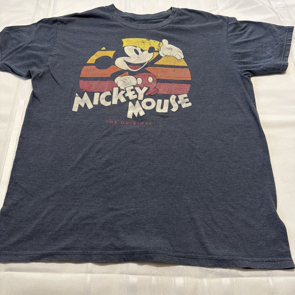 Disney Mickey Mouse The Original Graphic T-Shirt Gray Y2K Vintage Style Large